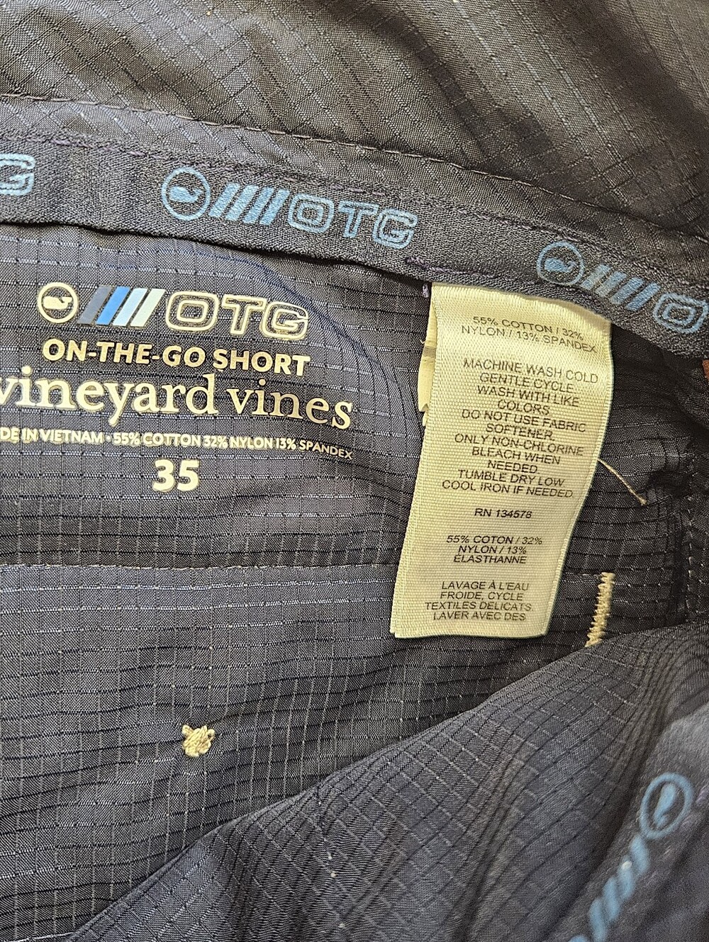 Vineyard Vines On-The-Go Shorts Mens 35 Khaki Tan Performance Stretch Golf OTG - Picture 3 of 6